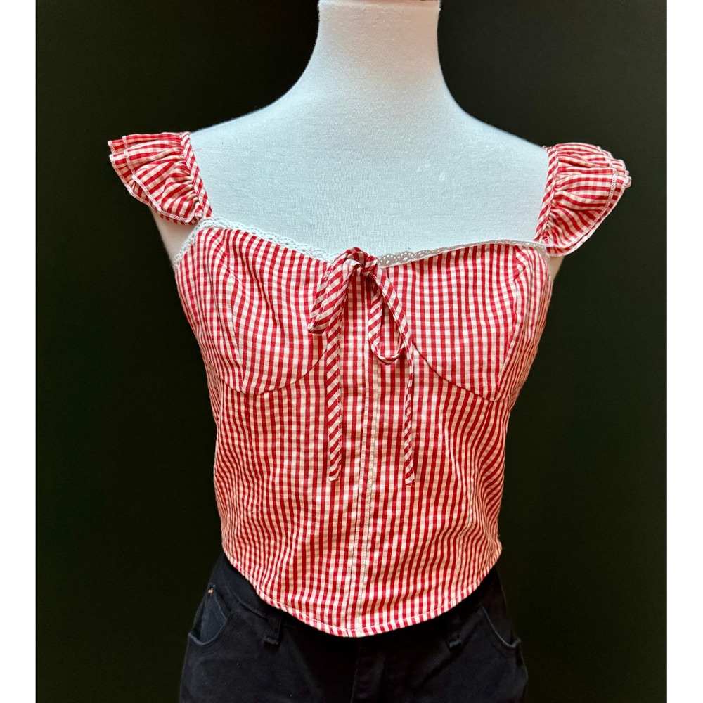 NWT Altar'd State Red Gingham Corset Top Women's Size L